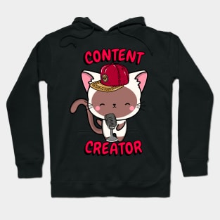 Cute White cat is a content creator Hoodie